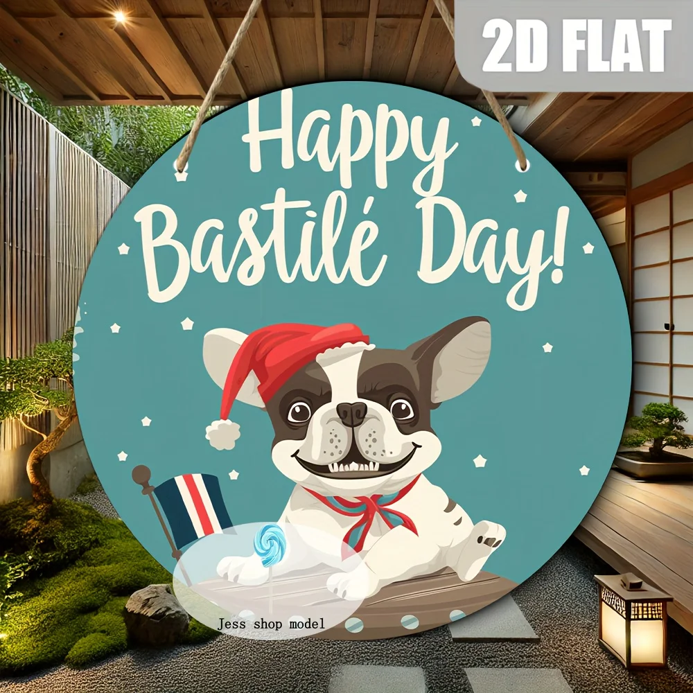 2D Flat, 1pc French Revolution Bastille Day Decoration - Round Hanging Plaque with 