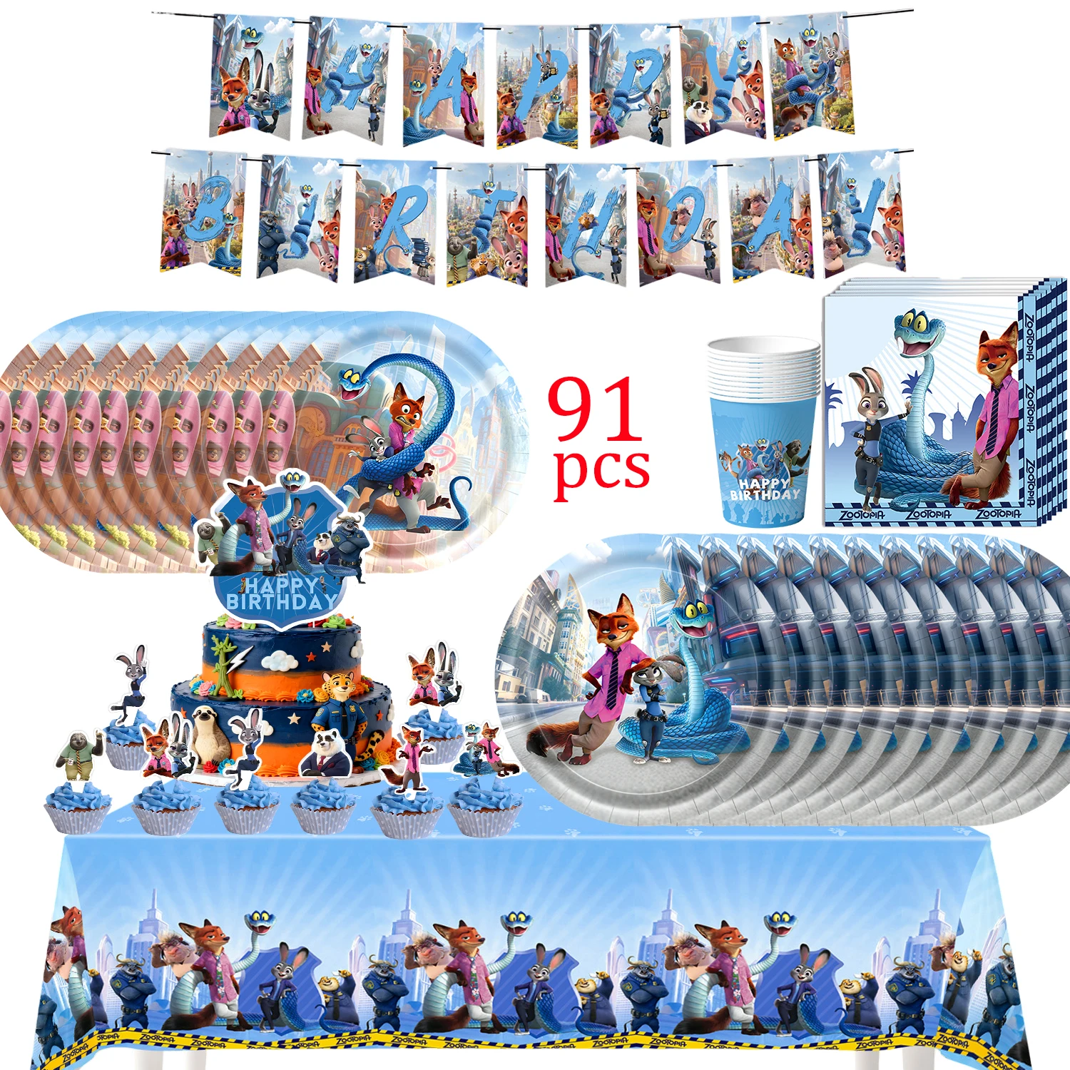 Zootopia 2 décoration de fête d'anniversaire tirer drapeau bannière ballon décoration de gâteau ensemble fournitures de fête filles enfants garçons faveur bébé douche
