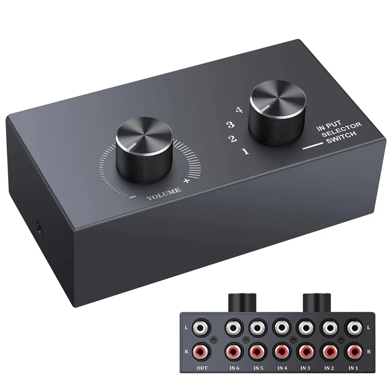 6 Way Audio Switcher Selector Bi-Directional RCA Stereo Audio Switch