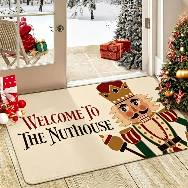 Christmas Nutcracker Print Door Mat patio terrace front porch cottage entry Merry Christmas household decorative floor rug gift
