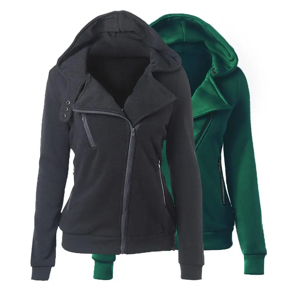 

Women's Hooded Long Sve Zipper Jaet Street Sle Pure Color Loose Fit Cardigan Coat Spring Season Regular Thin