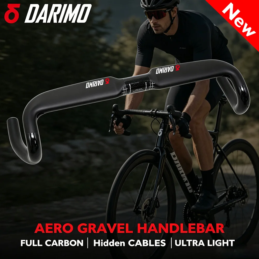 

Hot Sale Carbon Fiber Aero Road Gravel Bike Handlebar 31.8mm 360/380/400/420mm 15° Flared Internal Routing Ultralight Drop Bar