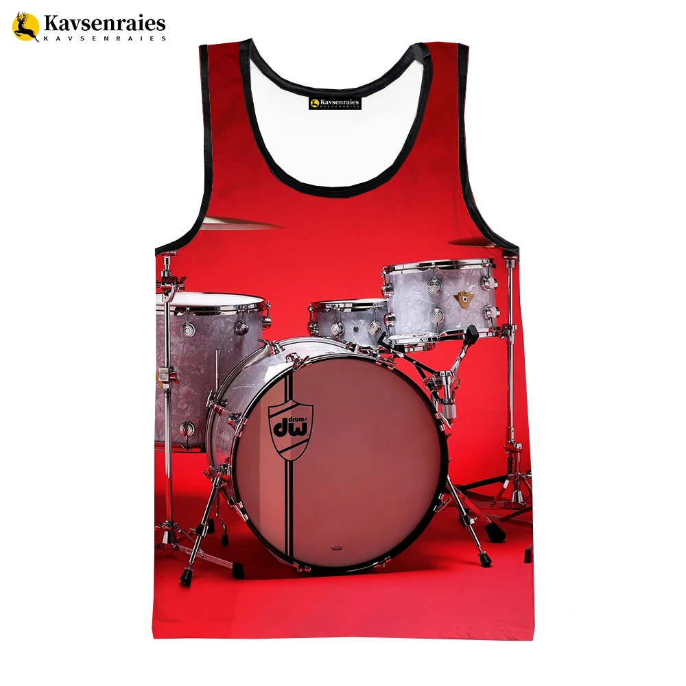 New Summer Men's And Women's 3D Printed Vest Electronic Drum Musical Instrument Rock Music Style Hip-Hop Sleeveless Tops 6XL