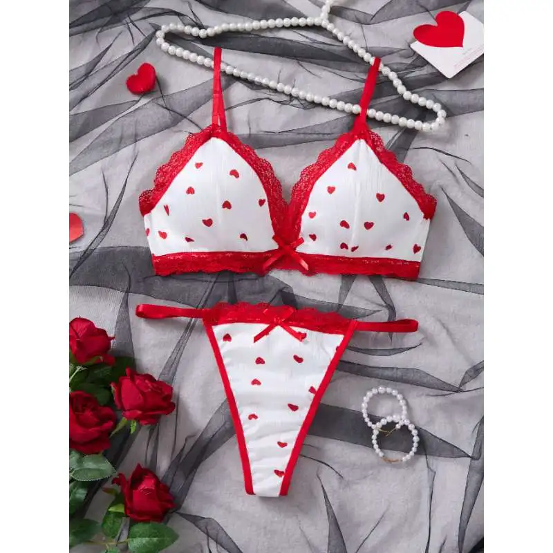 Sexy BH- und Slip-Set für Damen, bequeme Push-Up-Shapewear, Sommer-Spitzen-Patchwork, nahtloses Intim-BH- und String-Lingerie-Set