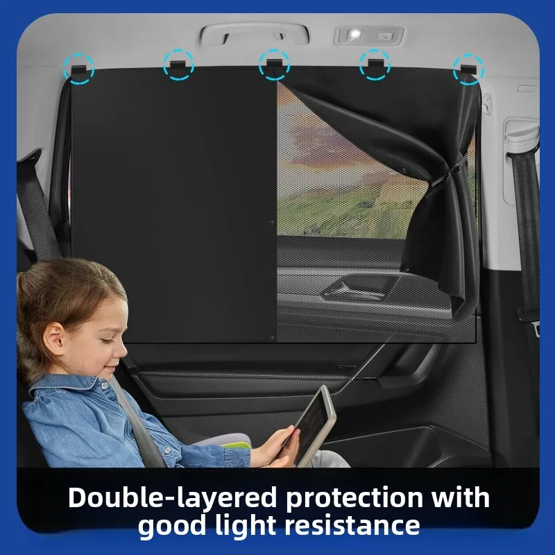 Nuevas Cortinas Magnéticas Telescópicas de 2 Capas para Ventanas de Auto, Protección Solar y Contra Mosquitos, Malla de Protección UV para Niños y Bebés