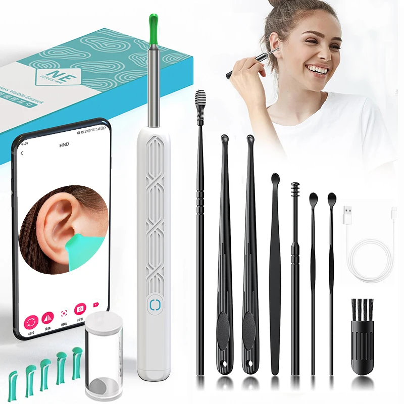 2026 New Wireless Smart Visible Earpick Ear Wax Cleaner HD Camera 6 LED Lights Earwax Removal Cleaning Tool Kit For iOS Android