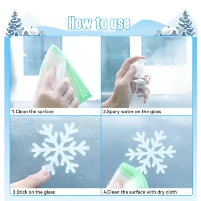 عيد الميلاد ديكور نافذة ندفة الثلج شجرة الغزلان ملصقات الجدار ملصق زجاج نافذة ملصقات #6