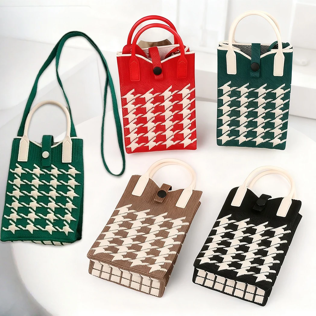 Fashion Shoulder Bag Mini Knitted Mobile Phone Bag Korean Version Versatile Small Portable Change Bag Messenger