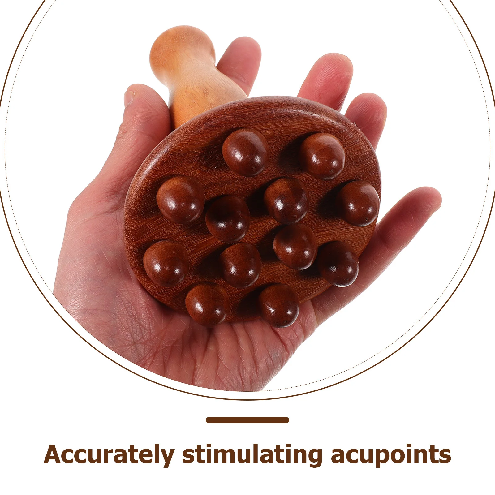 Sandalwood Body Massage Tool Multi-Teeth Design for Abdominal Pressure Points Legs Back Deep Tissue Relief Handheld Roller