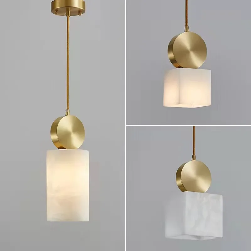 Simple Bedside Copper Pendant Lights Indoor Lighting Kitchen Dining Room Hanging Lamp Home Decor Marble Chandelier Pendant Lamps