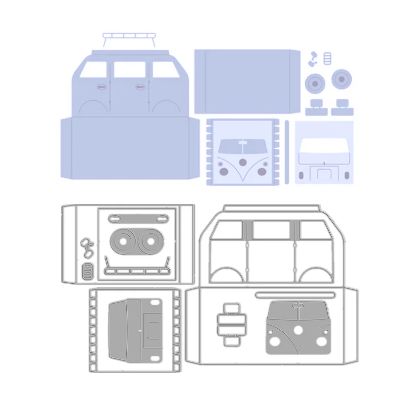 New 2021 Christmas Classic Campervan Gift Box Pocket Metal Cutting Dies Set Scrapbooking Embossing Frame Card Craft Easter stamp