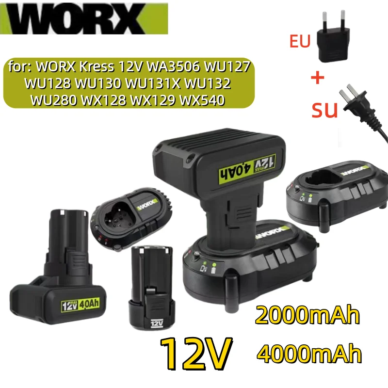 100% New Original 12V-2.0/4.0Ah for WORX Kress WA3506 WU127 WU128 WU130 WU131X WU132 WU280 WX128 WX129 WX540 Power Tool Battery