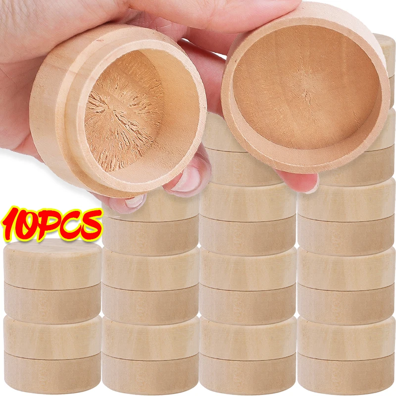 10/1pcs Round Wooden Box Wedding Ring Jewelry Trinket Box Wood Storage Earrings Necklaces Container Case with Lid Organization