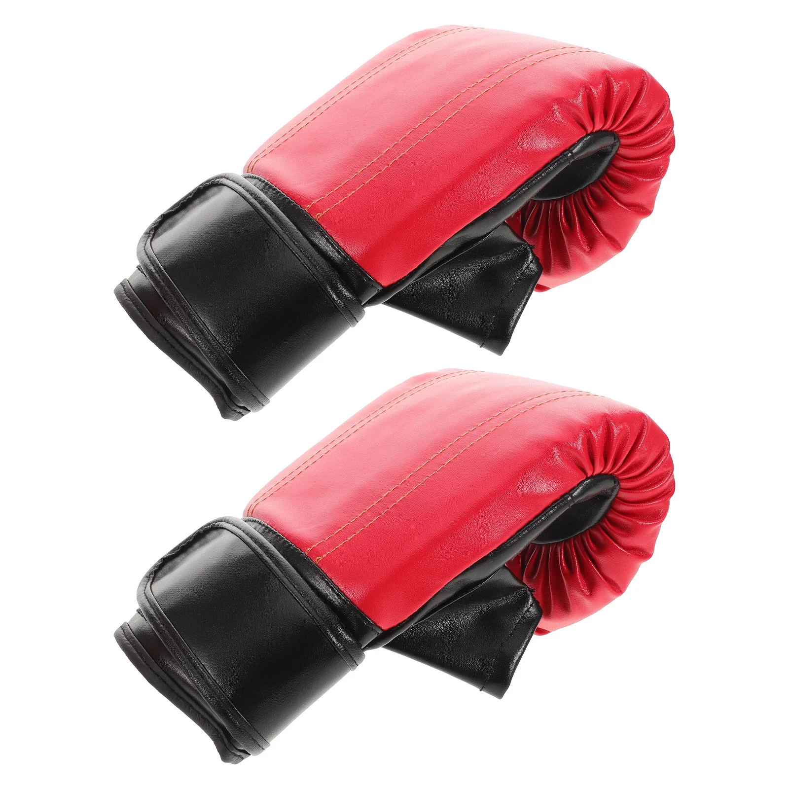 

1Pair Boxing Gloves Half Finger Red PU Suitable for Adults Thai Kickboxing Sparring Training Sparring Gloves
