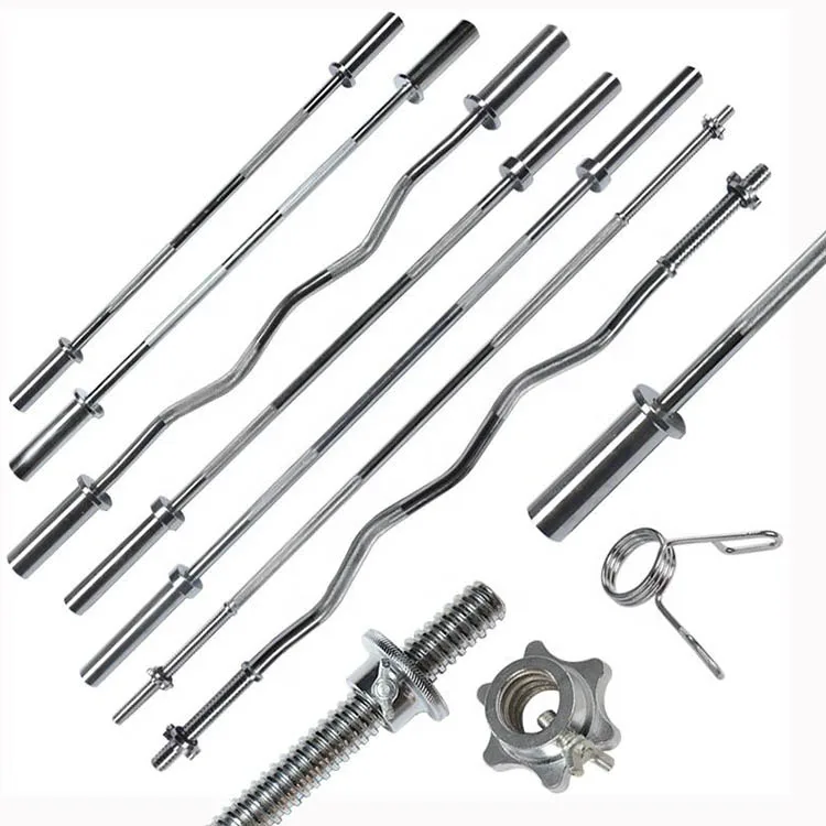 Unisex 2.2m Steel Chrome Plated Durable Home Use Barbell Bar with 4 Bearings Weightlifting Bar