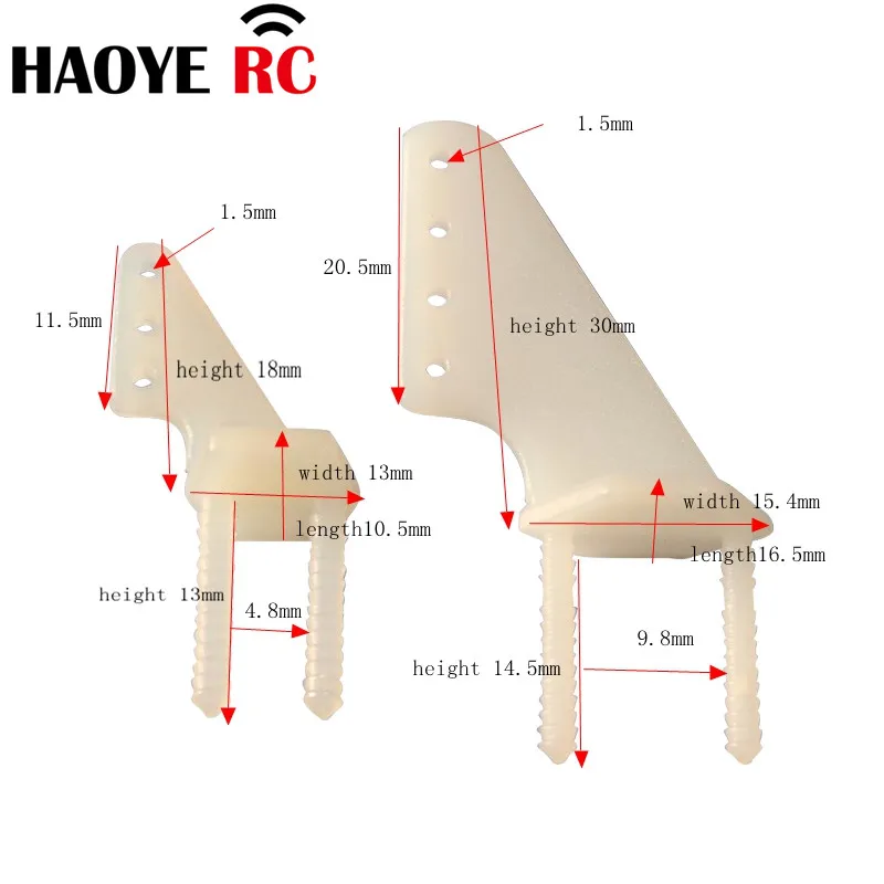 Haoye-claxon de doble aguja de nailon, 10 piezas, Color blanco, piezas de avión eléctrico RC, modelo de espuma, accesorio de repuesto