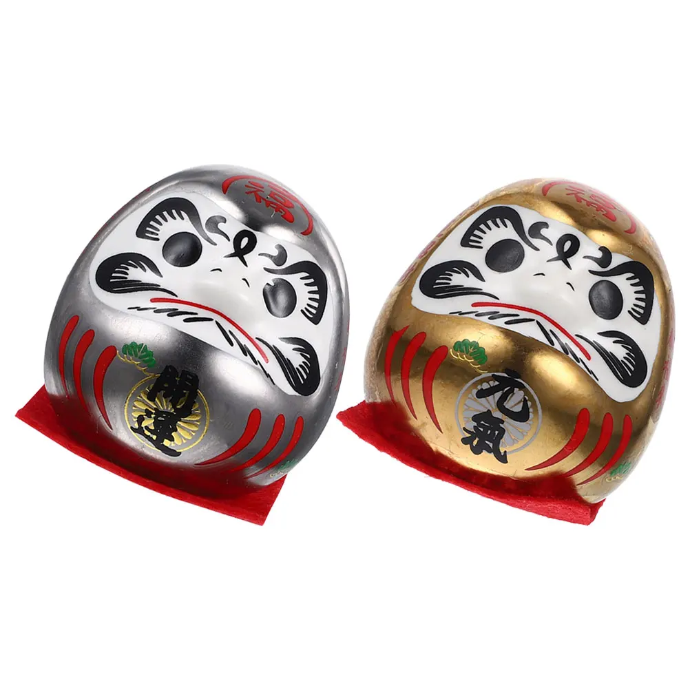 

2 Pcs Dharma Japanese Themed Decor Garden Ceramics Desktop Decorative Statues