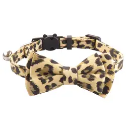 Elegant Pet Collar Stylish Leopard Print Pet Collar with Bow Tie Bell for Cats Small Dogs Adjustable Lightweight for Fashionable