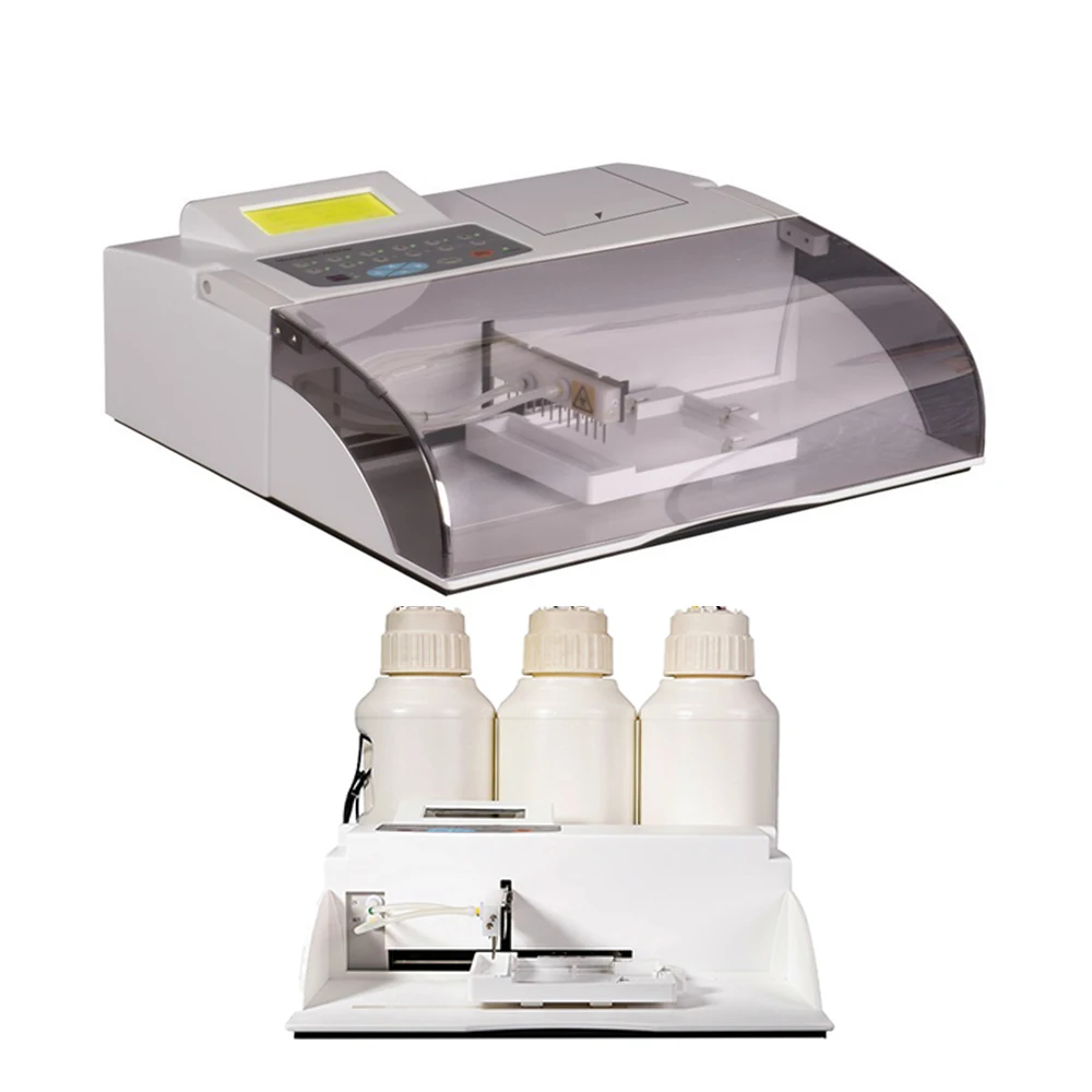 Dispositivo de laboratorio clínico 48, lector Elisa automatizado de 96 pocillos, lavadora de microplacas con incubadora de paletas de placa desmontable