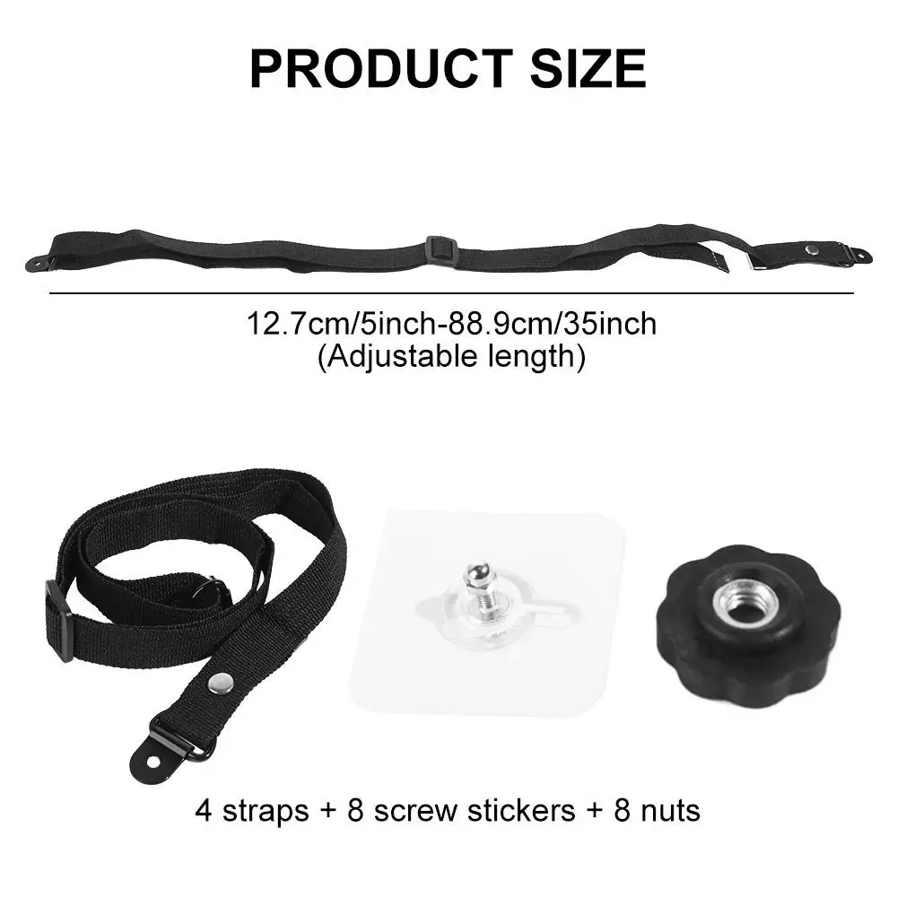 طقم حزام أمان للتلفزيون مكون من قطعتين، طقم حزام تثبيت أثاث متين قابل للتعديل، لاصق بدون مثقاب مع حزام تلفزيون الصدمات