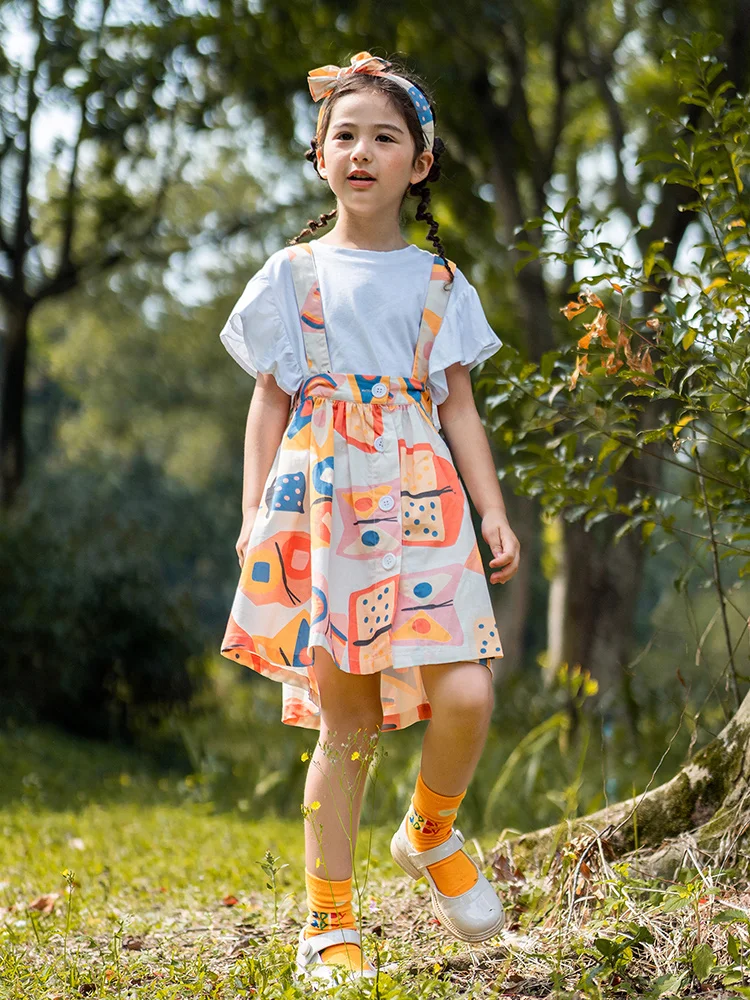 Baby Girls T-shirt Dress 2PCS Set 100% Cotton 2022 Summer Cute Fashion Kids Clothes Printed 150cm 100cm 4yrs Children Wear