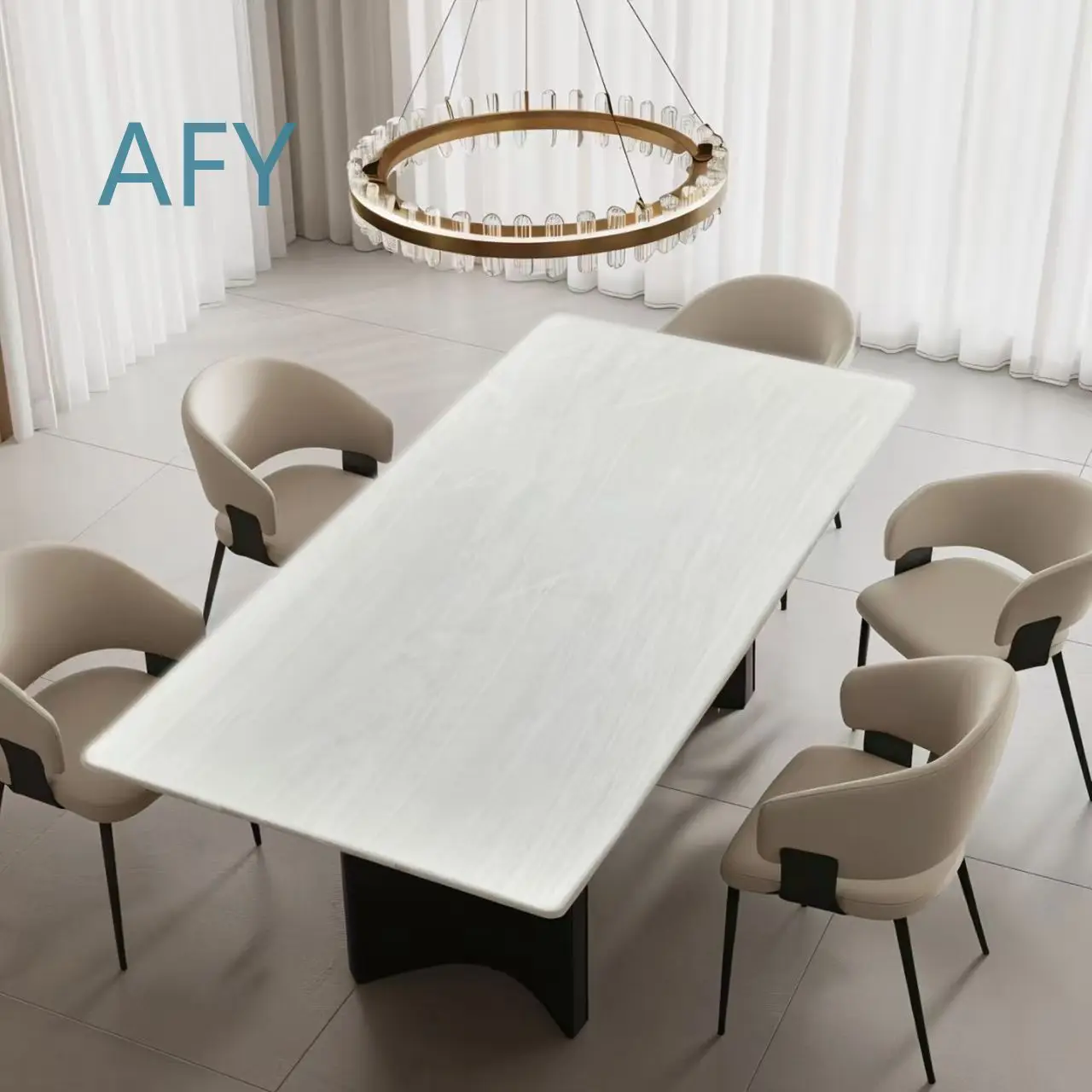 3.6cm Thick Carrara Ice Jade Natural Marble Dining Table for Modern Luxury Italian Minimalist Style Dining Room Furniture for