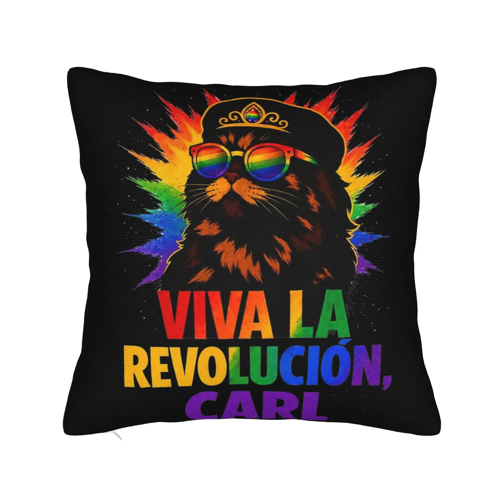 Decorative Pillow Cover Viva La Revolution Carl Cat Lover Merch Bedroom  Pillow Case Cover Square Multi Size