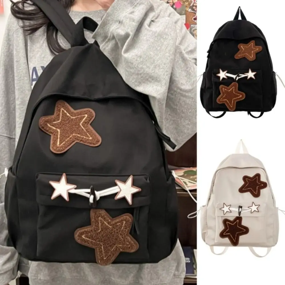 Mochila impermeable de gran capacidad para estudiantes, bolso escolar con patrón de estrellas, bolsos de hombro con cremallera