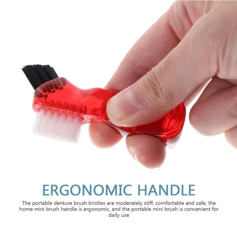 Mini Denture Brush with Multi-Layered Bristles Portable Denture Double Sided Brush for False Teeth Cleaning