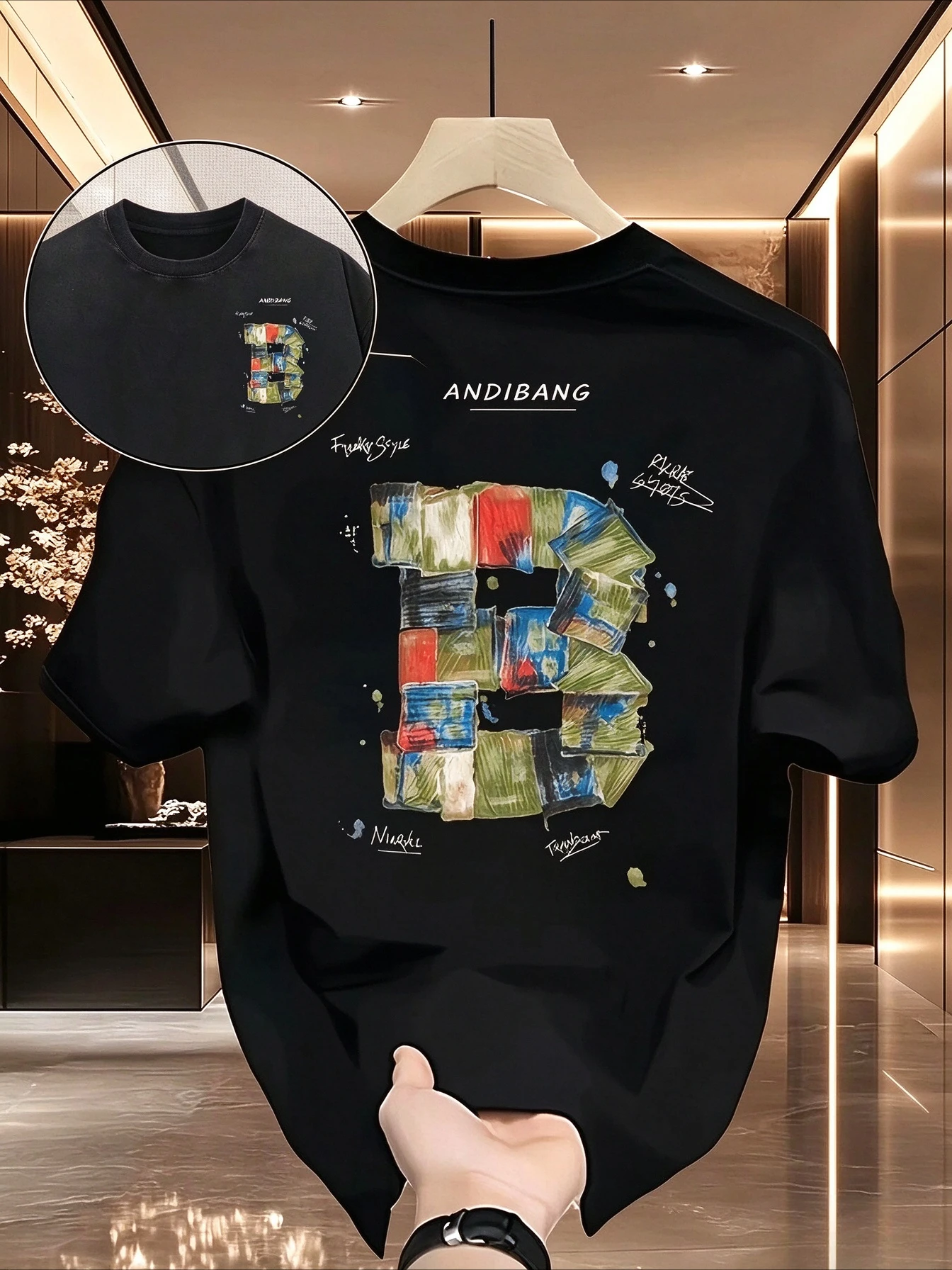 Men's Abstract Art Graphic T Shirt 100% Cotton Painting Print Korean Style Minimalist Streetwear Oversized Casual Summer Tee