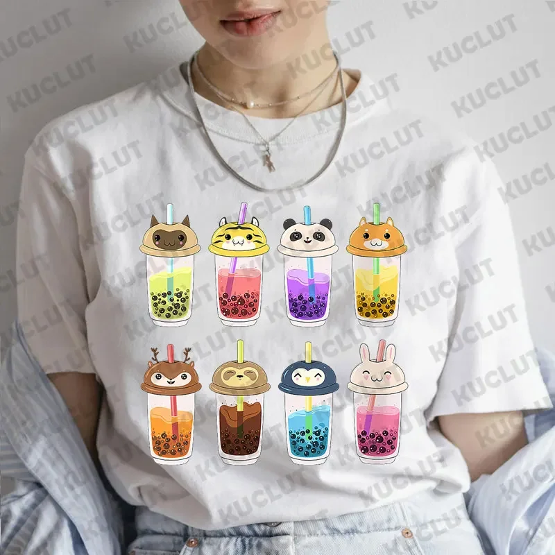 Women Clothing Boba Drink T-Shirt Bubble Tea Kawaii Drinks Outfit Japanese Culture Shirt Harajuk Harajuka Tees Anime Lover Tee