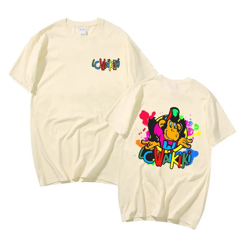 Lc Waikiki Affe Grafik Druck T-shirt Sommer Lustige Männer frauen Cartoon Affen Kurzarm T Shirts Männlich 100% Baumwolle t-shirt – Detail 5