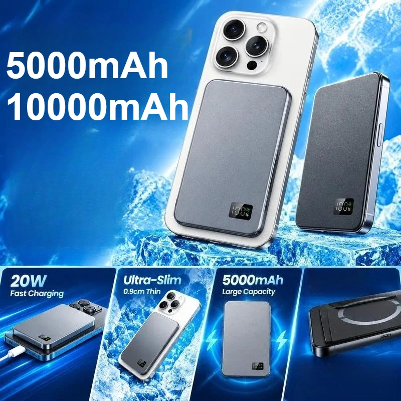 Ultra-thin Magnetic Wireless Power Bank 20W Aluminum Alloy Back Clip Battery