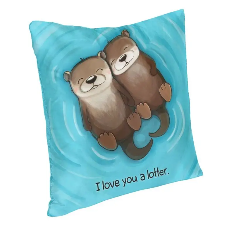 Kawaii Couple Otters Throw Pillow Cases Living Room Decoration Cute Otterly Cushions Cover for Sofa Square Pillowcase Dakimakura