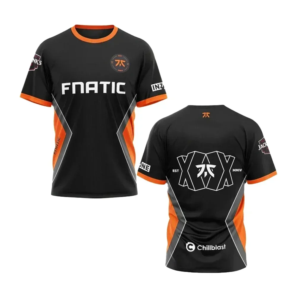 2024 Esports Team FNC Uniform Men T-shirt Summer Fnatic O Neck 3D Printed T Shirt Sports Breathable CS GO LOL Games Jersey Tees