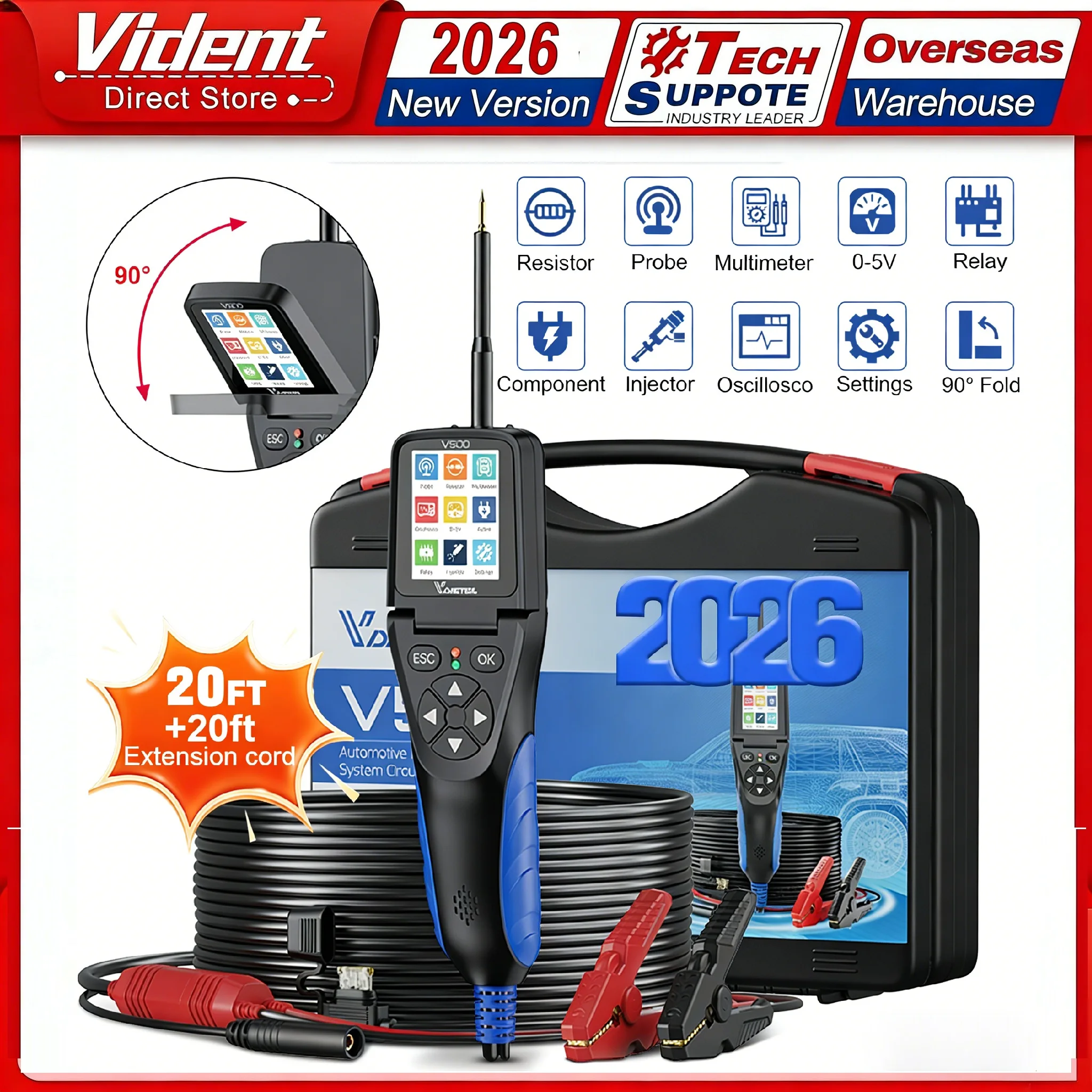 

VDIAGTOOL V500 Car Power Circuit Probe Voltage Automotive Circuit Tester Battery Diagnostic Tool Breaker Finder Injector Test
