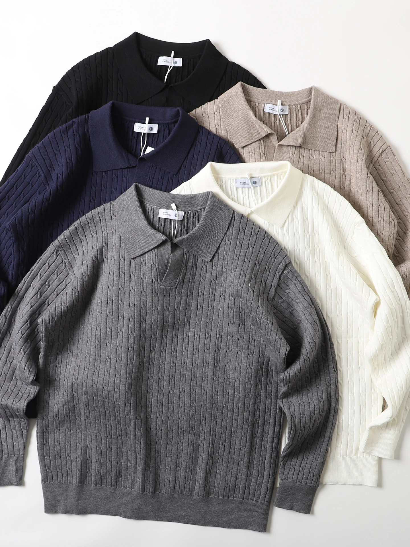 

Japanese Sle Men's Ne Knitted Sweater Casual Loose Fit Long Sve Thermal Top Vintage Twist Texture Faionable