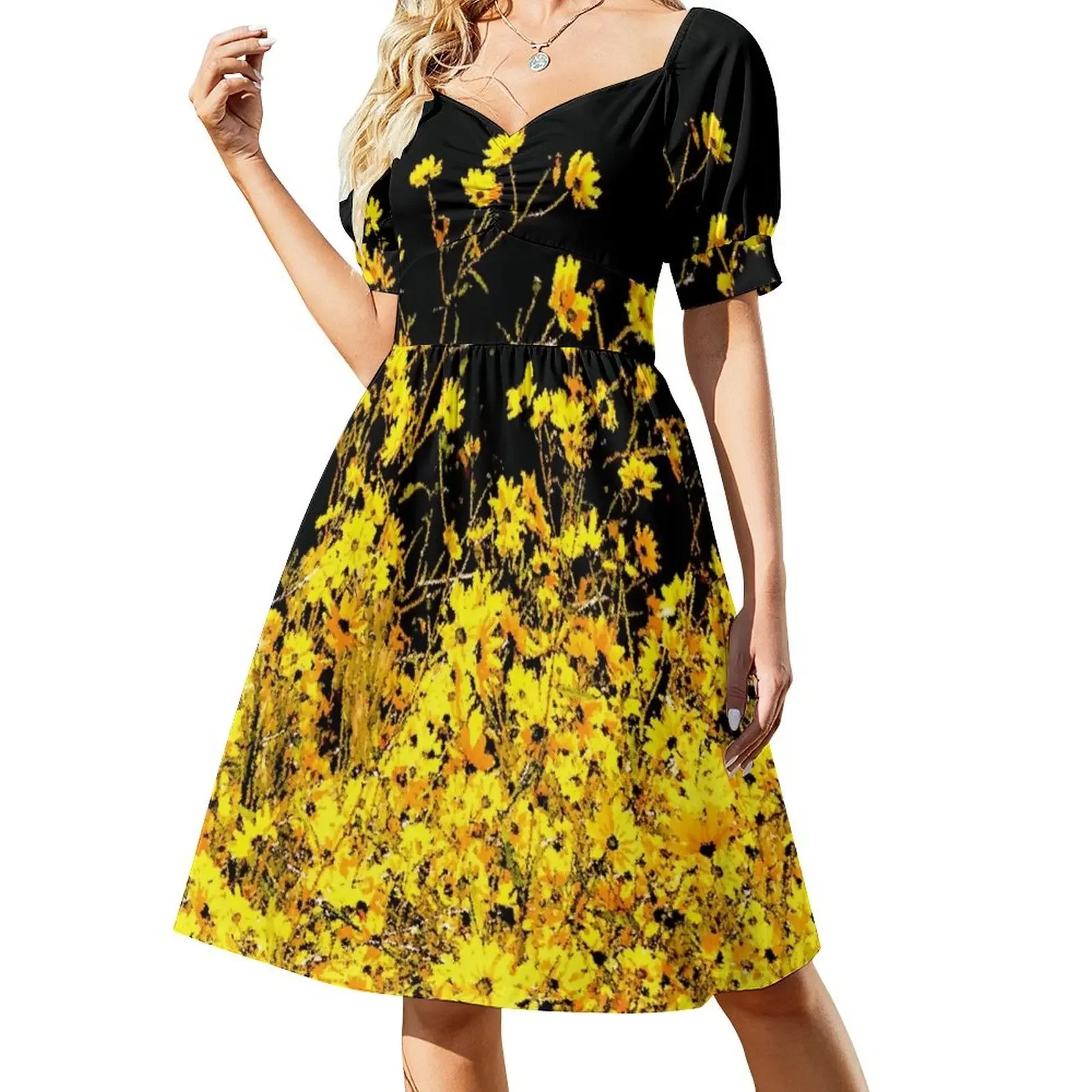 

Wild black eyed susan by the dozen Short-Sleeved Dress clothes for woman elegant guest wedding dress evening dresses ladies