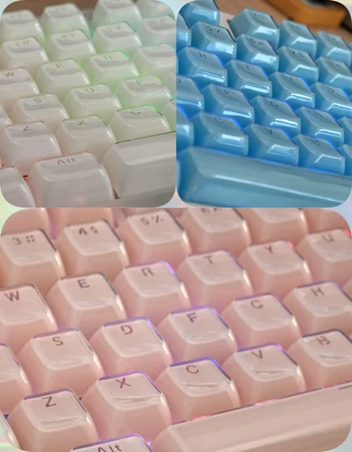 Imagen 2 del producto Teclas translúcidas redondas de gelatina, perfil OEM para teclado mecánico Cherry MX, teclas retroiluminadas de cristal de hielo con barra espaciadora ISO