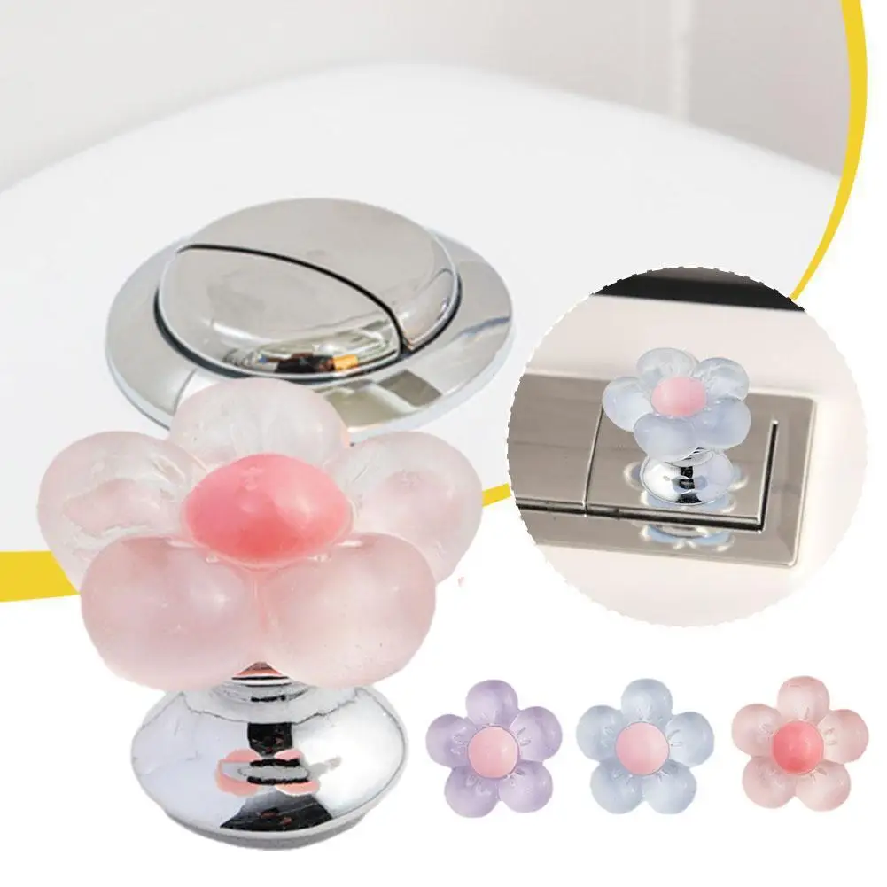 Rose Toilet Press Button Tank Push Switch Long Nail Protector Bathing Room Decor Water Flush Button Home Tool
