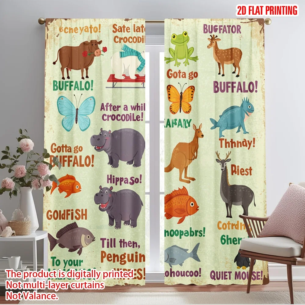 

2pcs 2D flat printing Party Curtain See you later alligator 100% Polyester Fabric Without Electricity Birthday Party for