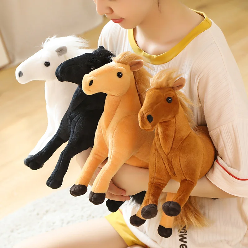 Simulation Horses Plush Toy Stuffed Soft Animal Dolls Real Life Mustang Pillow Creative Birthday Decor Gifts