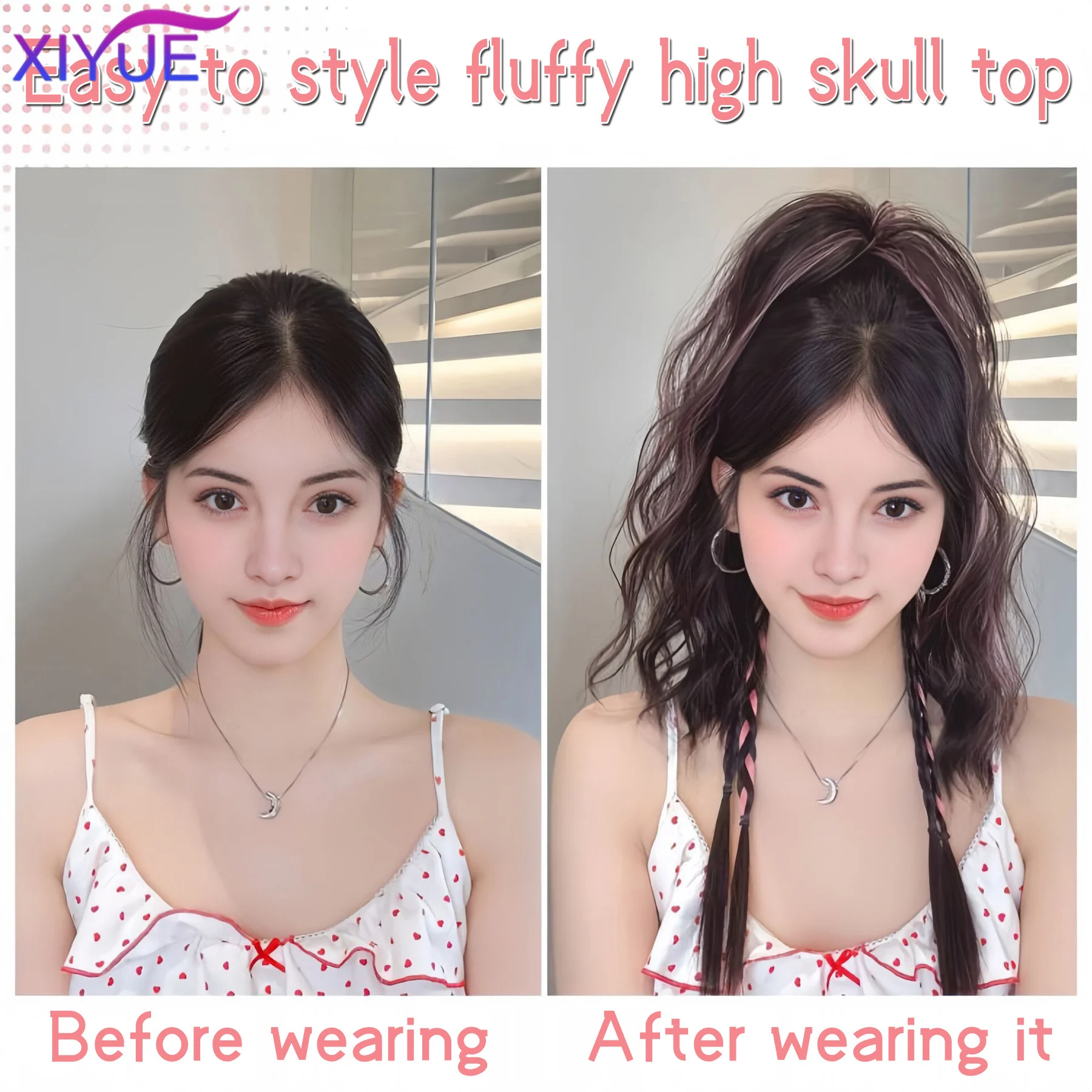 XIYUE Linen Gold Synthetic Claw Clip Ponytail Hair Extensions Short Curly Natural Tail False Hair For Women Horse Tail