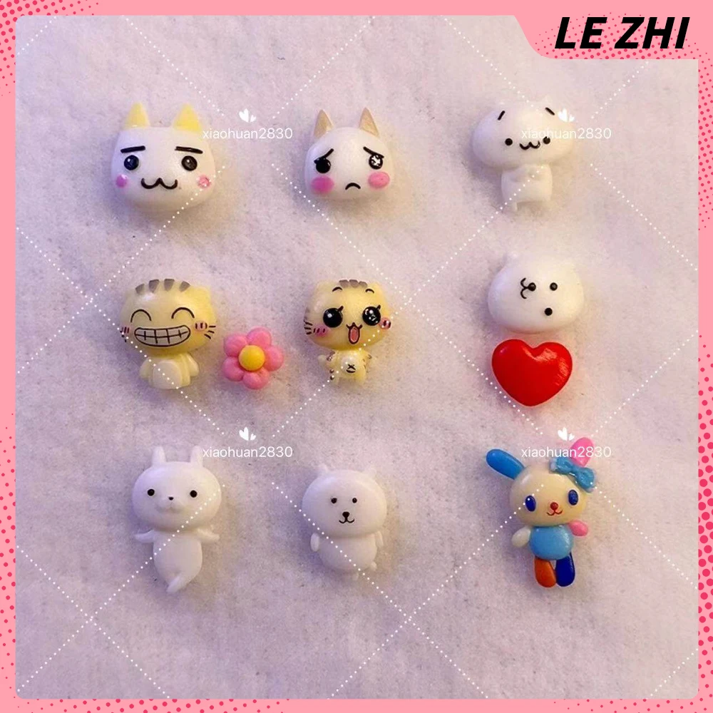 

Cartoon Anime Cat Rabbit Bear Nail Silicone Mold Finished Product Accessories Colorful Flower Love Bowknot Manicure Supplies