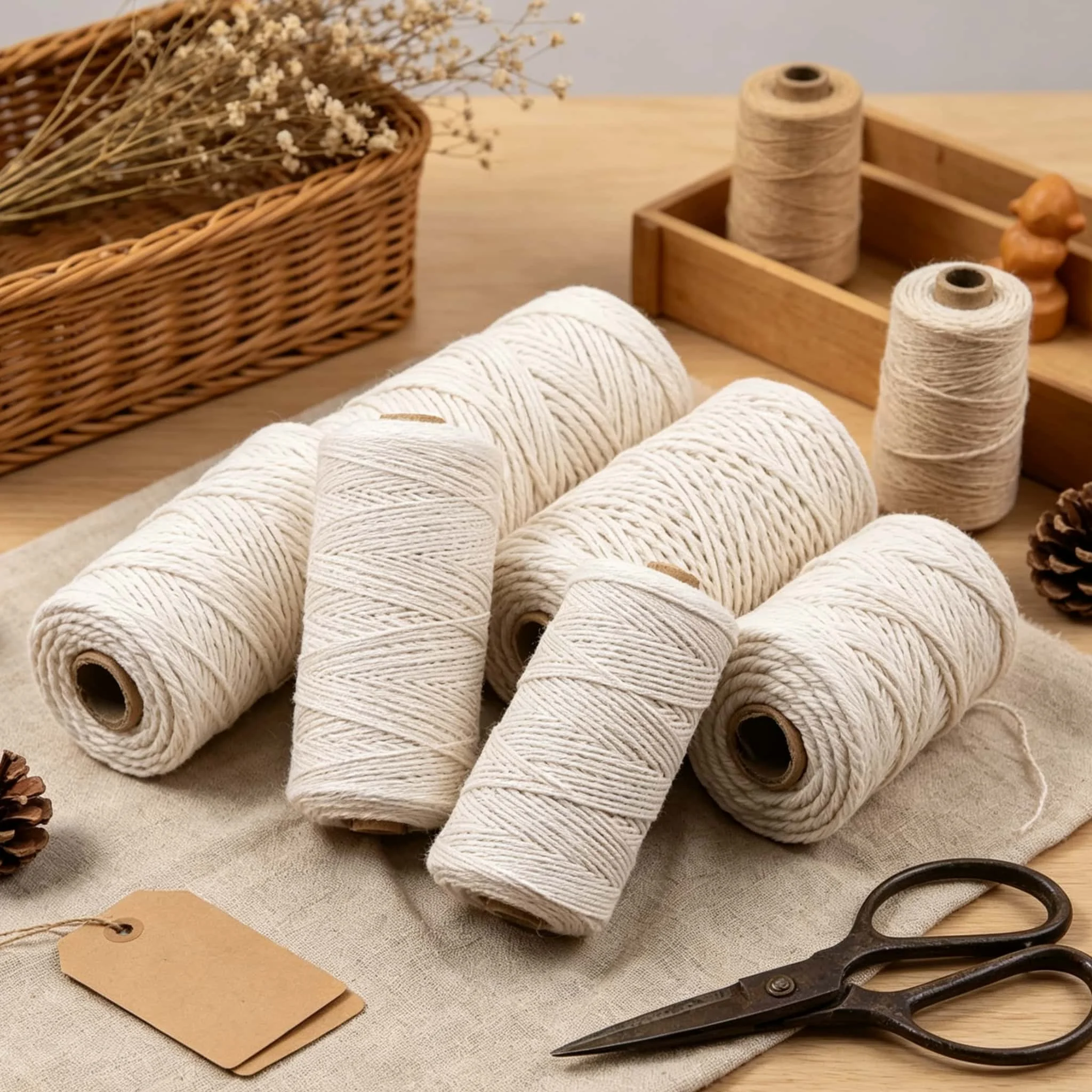 1-10mm Twisted Cotton Cord Rope Natural Macrame String for DIY Sewing Craft Wedding Decor Dream Catcher Handmade