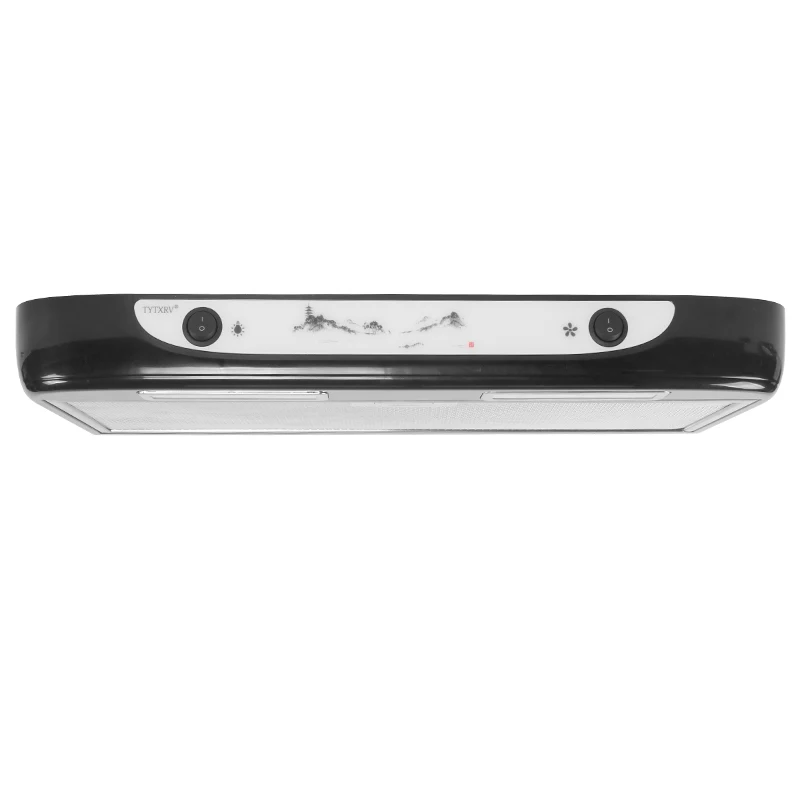 12V Car Motorhome Range Hood with Button & Dual LED Lights Removable for RV Camper Kitchen RV Push Button Cooker Hood RV Parts