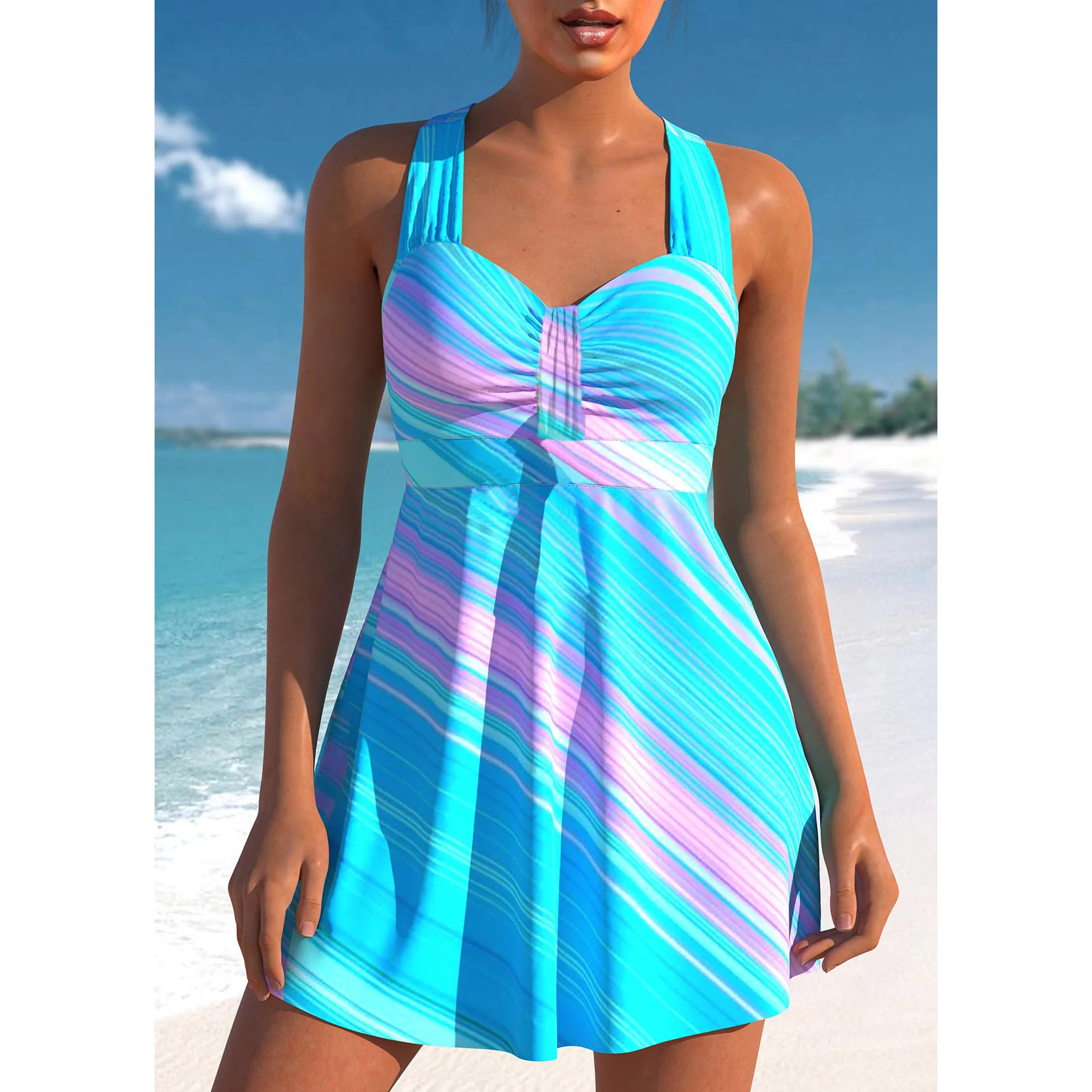 2023 Women's Sexy Beach Swimwear Tankini Two Piece Swimwear Print Tankini Beach Summer Fashion Beach Women's Swimwear Set