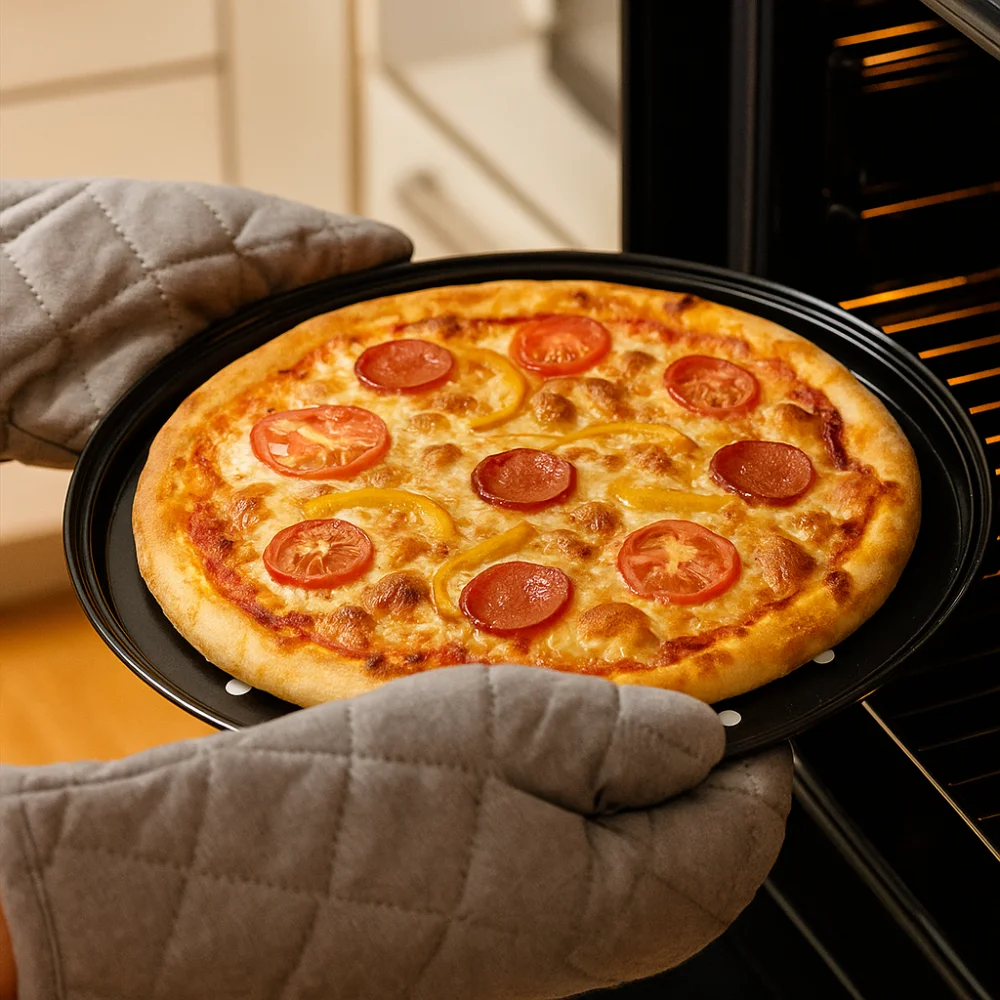 Carbon Steel Perforated Pizza Pan Set Non Stick Mupti Purpose Cooking Plate 9/10/11/12/14 Inch Round Pizza Baking Tray