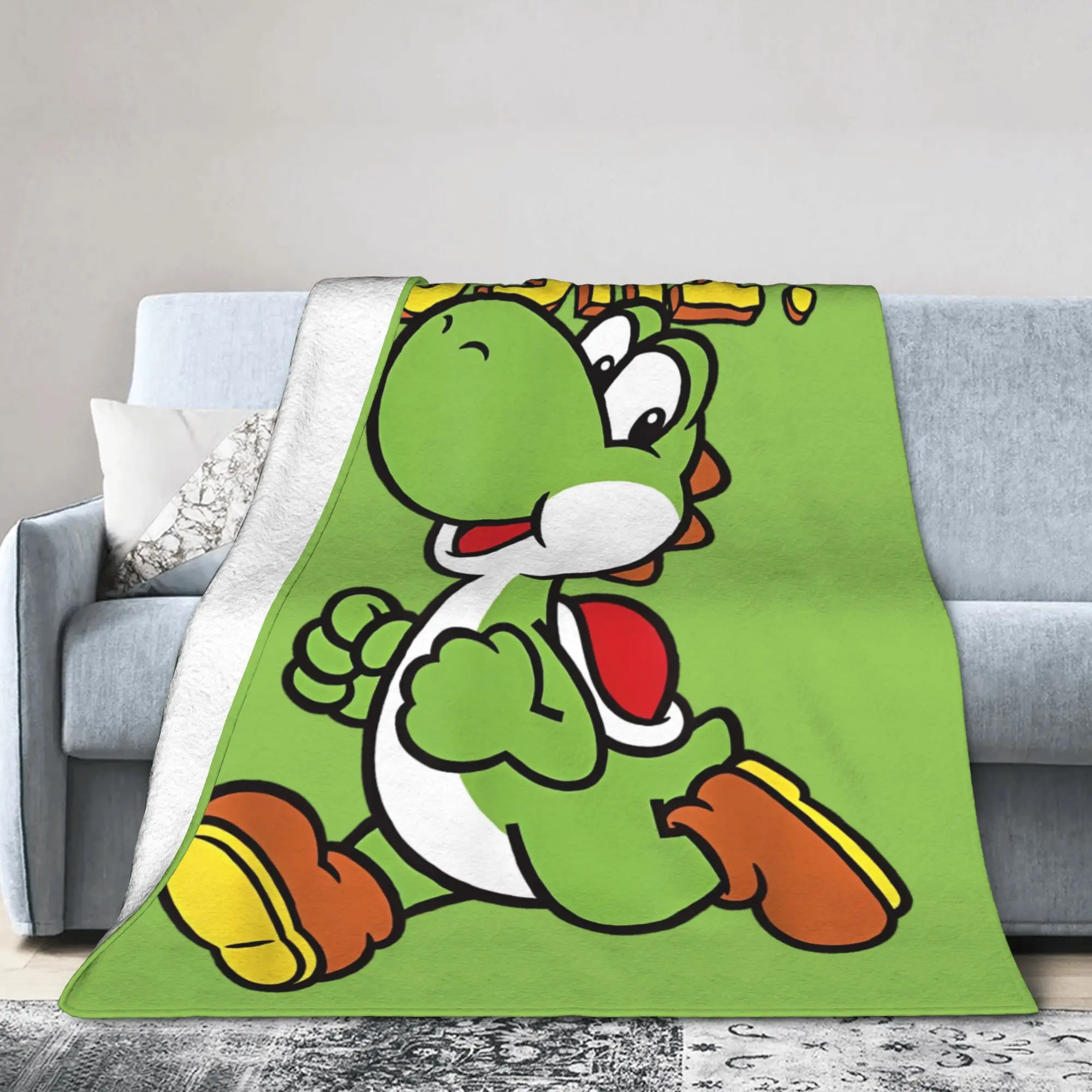 Manta de salto de Super Mario Yoshi Intro, juego de Anime, manta de felpa, cama, sofá, colcha suave y cálida, multifunción