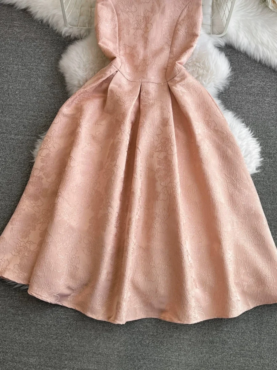 فساتين نسائية طويلة على طراز البلاط ، مطبوعة بالأزهار ، ياقة مربعة ، بدون أكمام ، على شكل خط ، خصر مرتفع ، مربوط ، أنثى ، دروبشيب #3